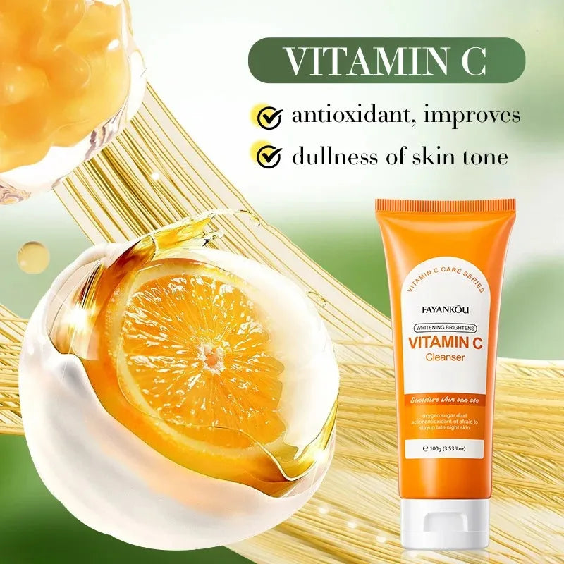 100g Vitamin C Facial Cleanser Face Wash Foam Cleanser Deep Cleansing Moisturizing Brightening Hydrating Skin Care Products Oasis Select