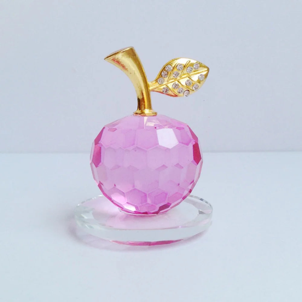 3D Crystal Apple Ornament Diamond Apple Craft Souvenir Home Living Room Desktop Decoration Car Ornaments Fruit Figurines Gift Oasis Select Pink