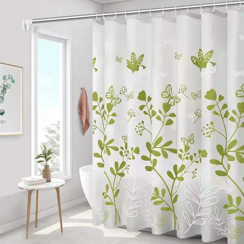 Eco Friendly PEVA Waterproof Bath Curtain Rustproof Grommets Leaf Design Modern Bathroom Decor Set Includes Hooks Oasis Select F 100x180cm