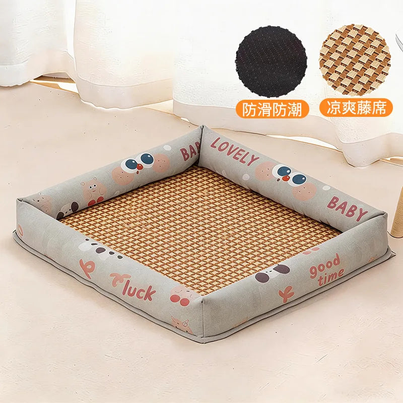 Summer cooling mat dog bed cat bed summer dog house pet supplies for Teddy and small dogs all‑season universal mattress Oasis Select B-Grey Cute Eye M-50x40cm
