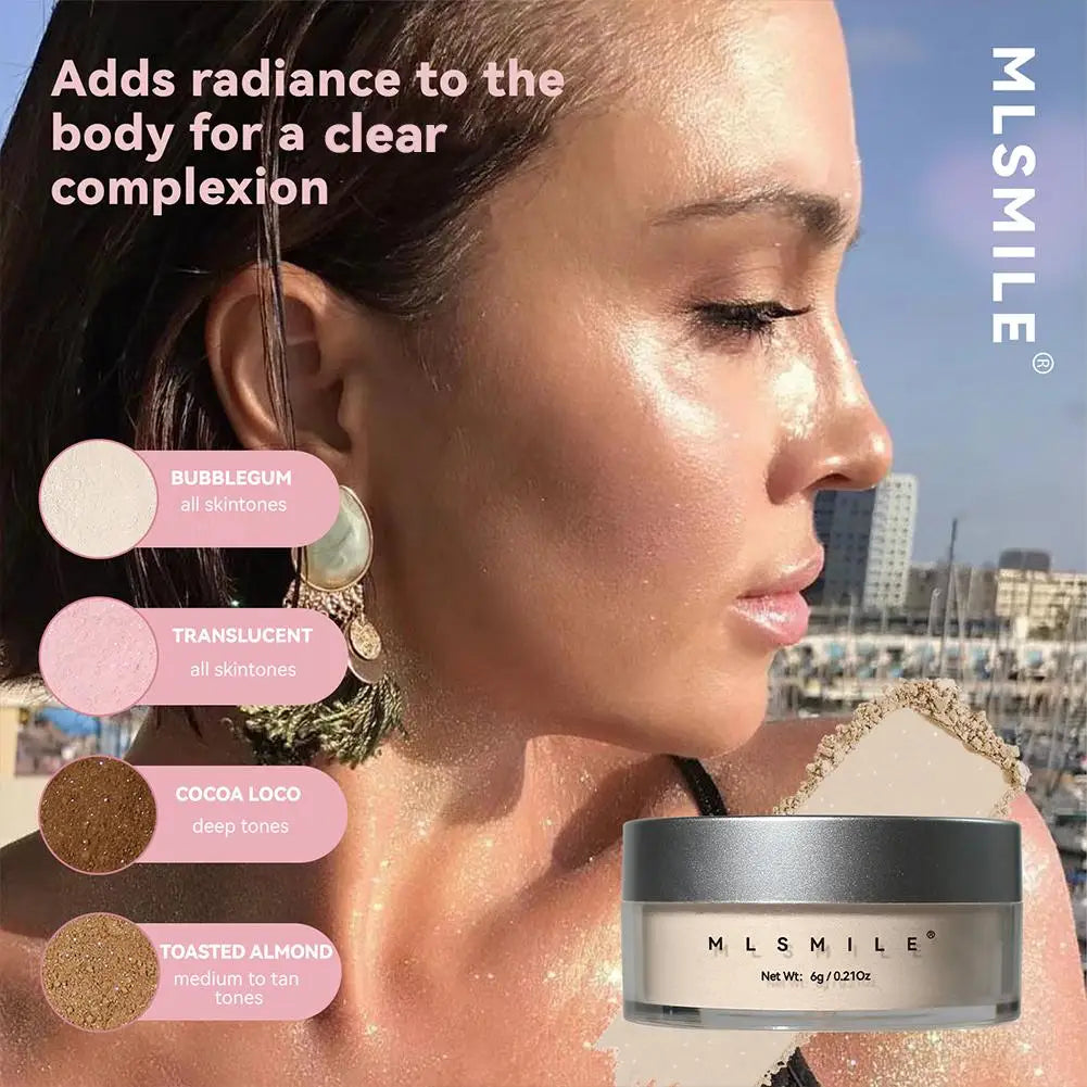 Pearl Matte Loose Powder 6g - Long Lasting Oil Control Setting Powder Shimmer Body Highlighter Face Contour Makeup Oasis Select