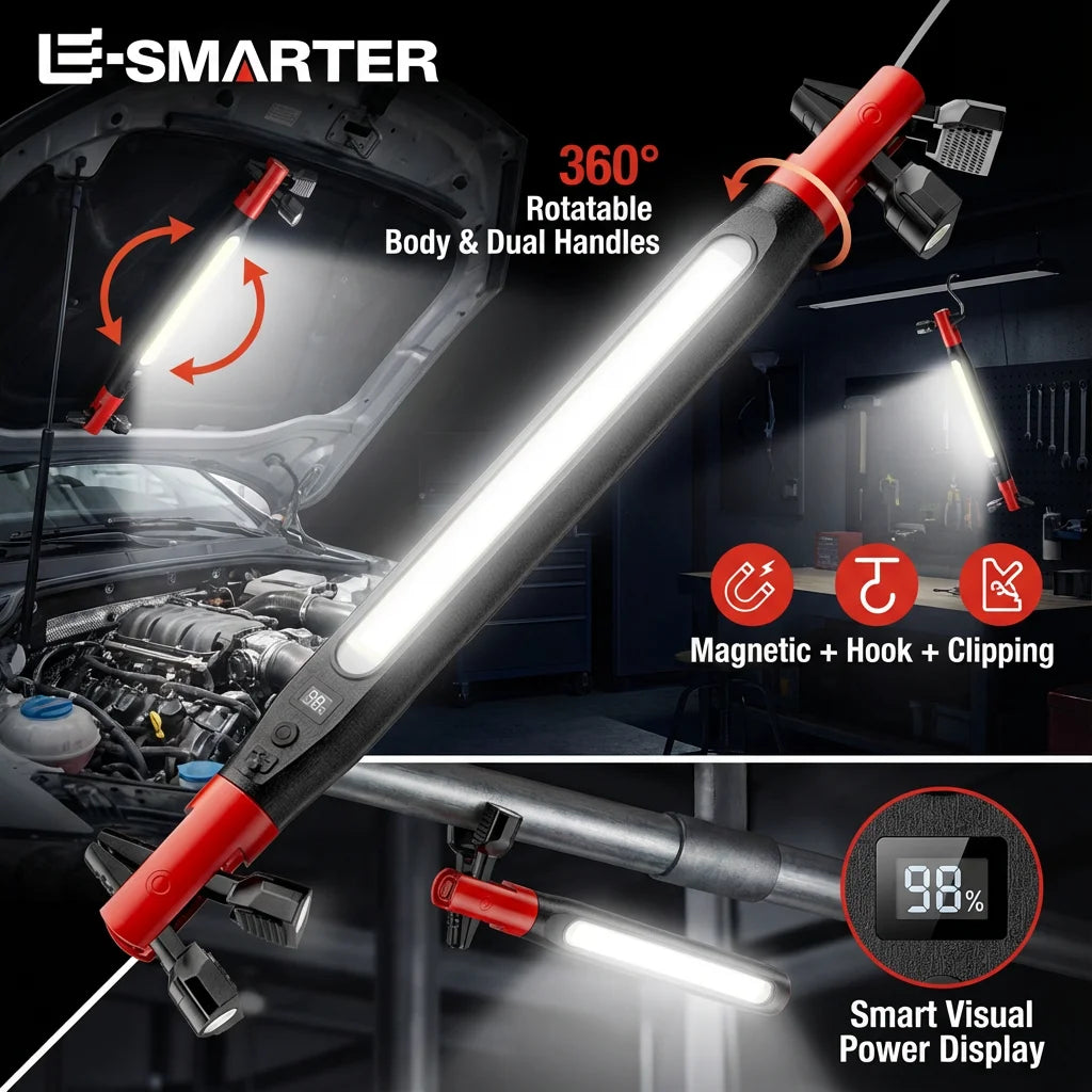 Emergency Repair High Lumen Rechargeable LED Work Light for Car , Powerful Magnetic Flashlight with Hooks and Magnetic Base Oasis Select