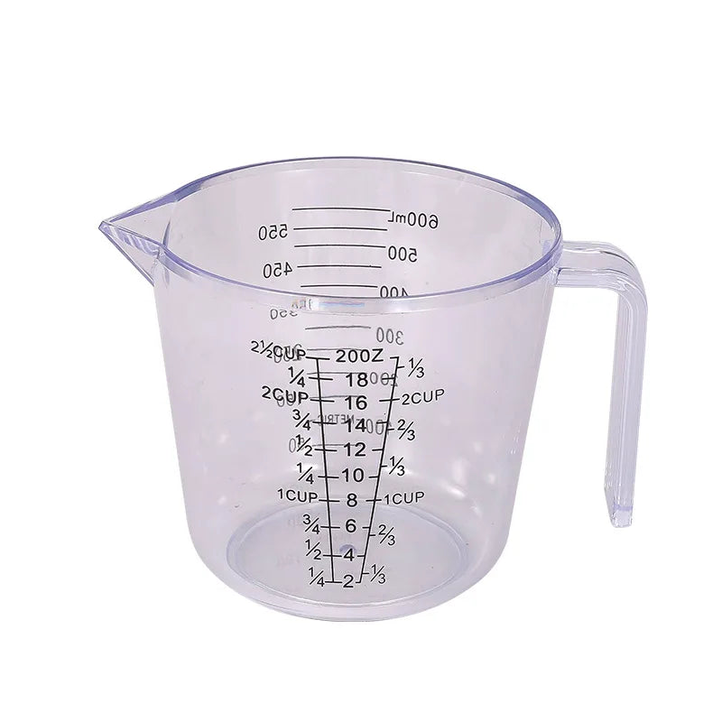 Measuring Cup Premium Graduated Transparent Heat Resisting Plastic Milk Cups Pour Spout with Handle Kitchen Tool Microwavable Oasis Select Transparent-600ML