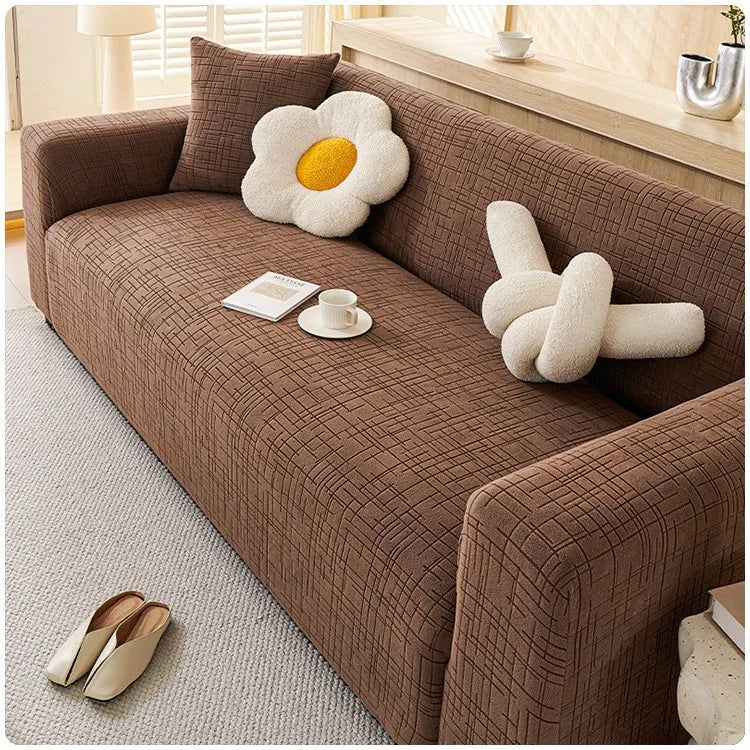 2025 New Anti-cat Scratch Sofa Cover Full Package Thickened Sofa Protection Cover for Autumn and Winter Oasis Select brown 4 people 235-300cm