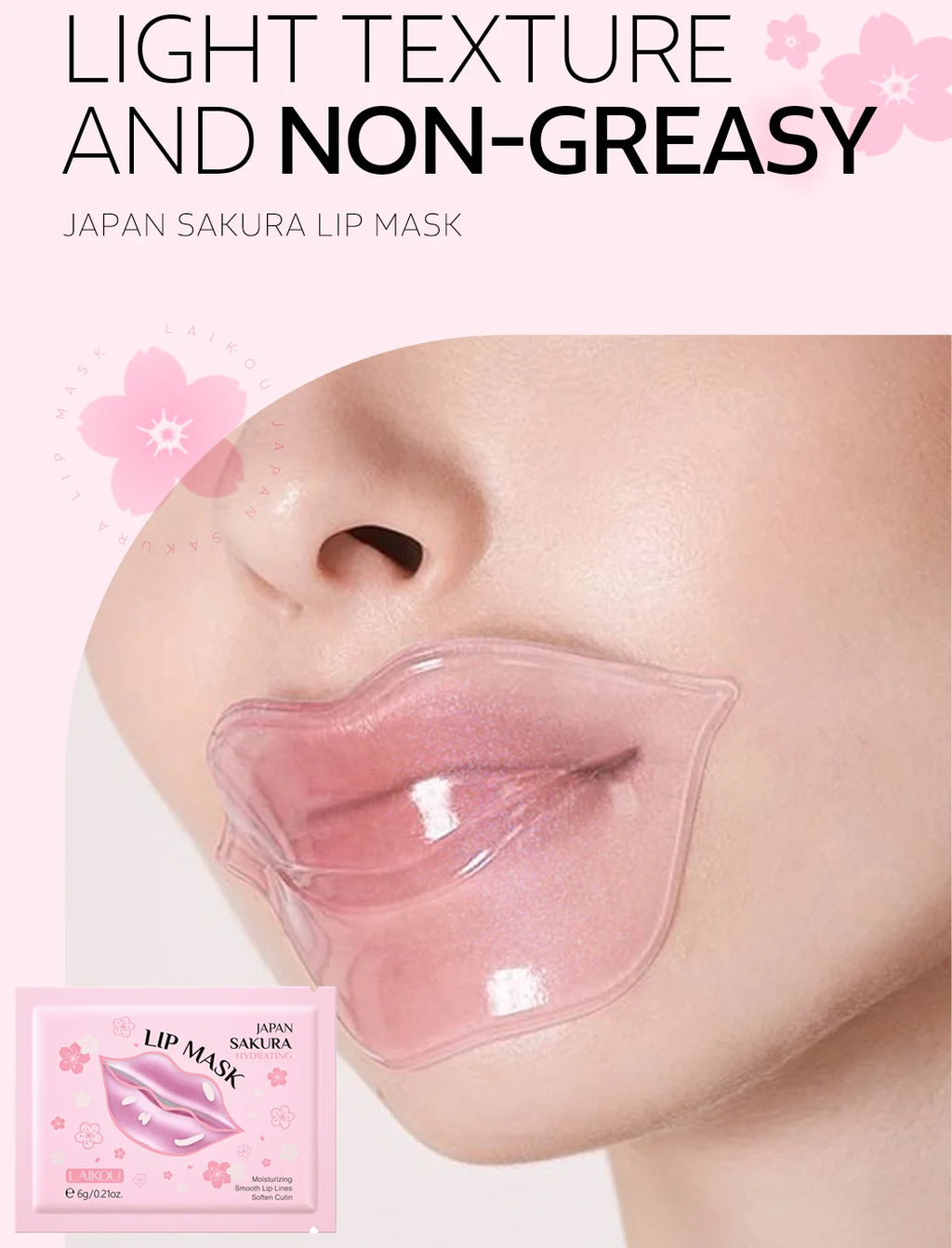 Laikou Cherry Blossom Lip Mask Moisturizing Anti Wrinkle Nourishing Beauty Lips Moisturizer Lip Patches Gel Pads Skin Care Oasis Select