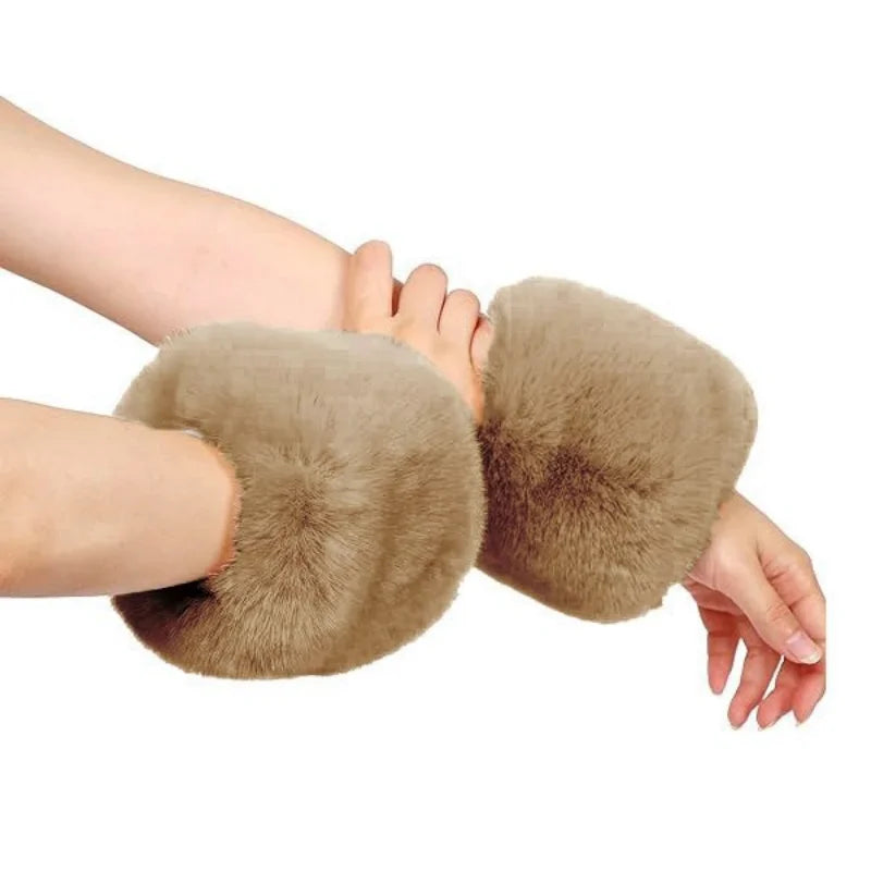 Adult wristband sleeves Christmas sleeves imitation rabbit fur warm sleeves plush gloves versatile fashion warm wrist protection Oasis Select 9