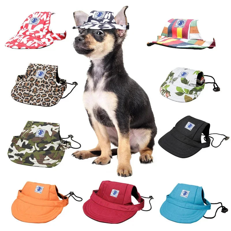 Dog Baseball Cap Hat with Neck Strap Adjustable Comfortable Ear Holes for Small Medium Large Dogs in Ourdoor Sun Protection Oasis Select