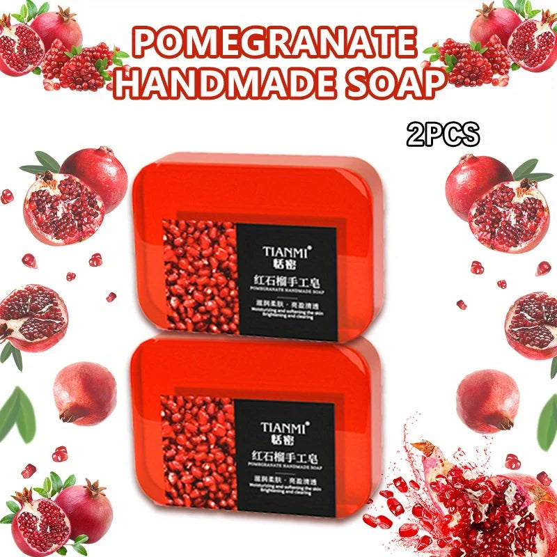 2PCS Pomegranate Handmade Soap, deep cleansing and bathing for the whole body, replenishes moisture and nourishes the skin Oasis Select 140g