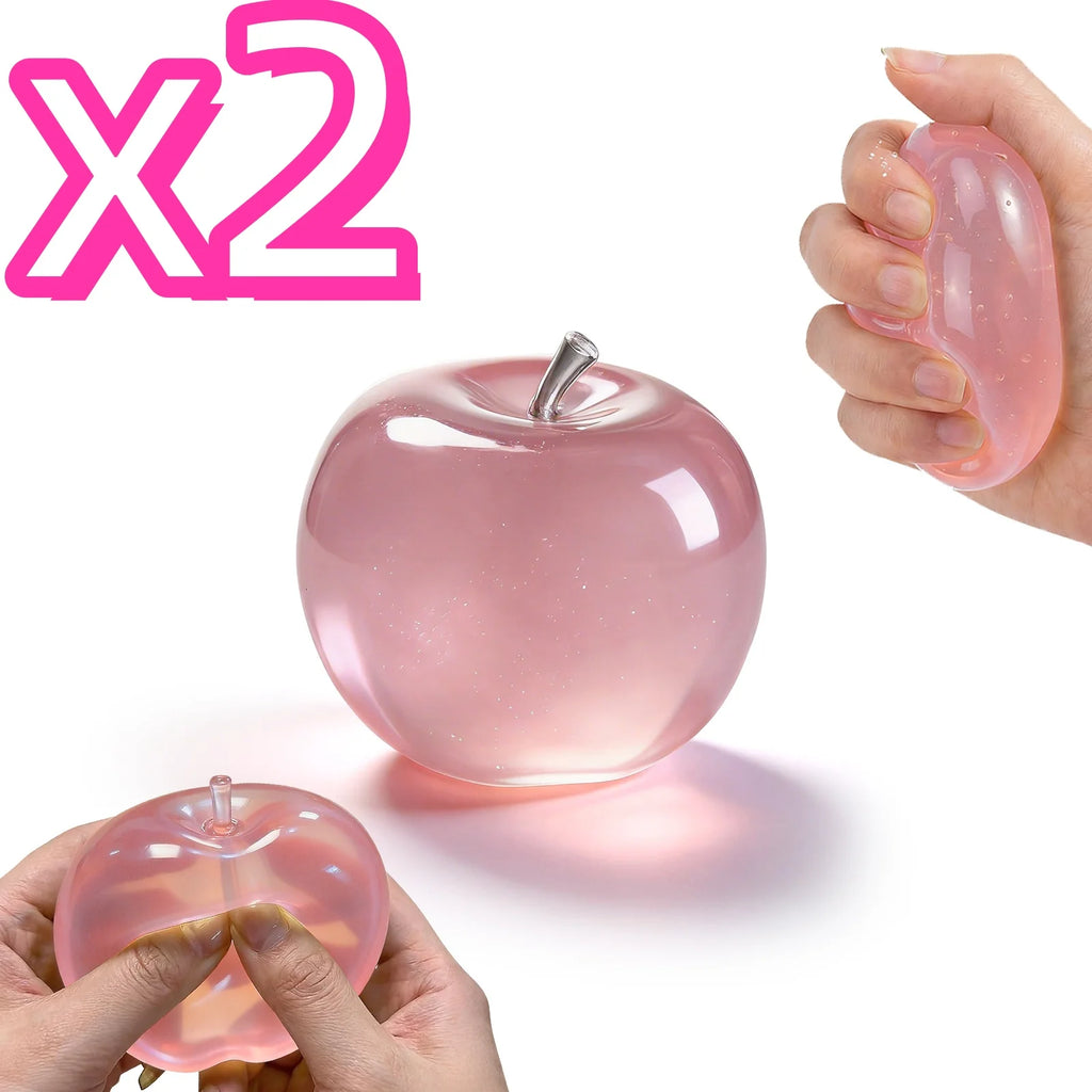 Squishy Pink Apple Stress Ball Soft Fidget Sensory Toy Suitable Autism Relief Simulated Slow Rebound Squeeze Toy Adult Kids Gift Oasis Select 2 pcs