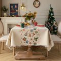 Christmas Decoration Colorful Spun Jacquard White Ball Tablecloth Rectangular Tablecloth Festive Atmosphere Oasis Select 140x220cm A