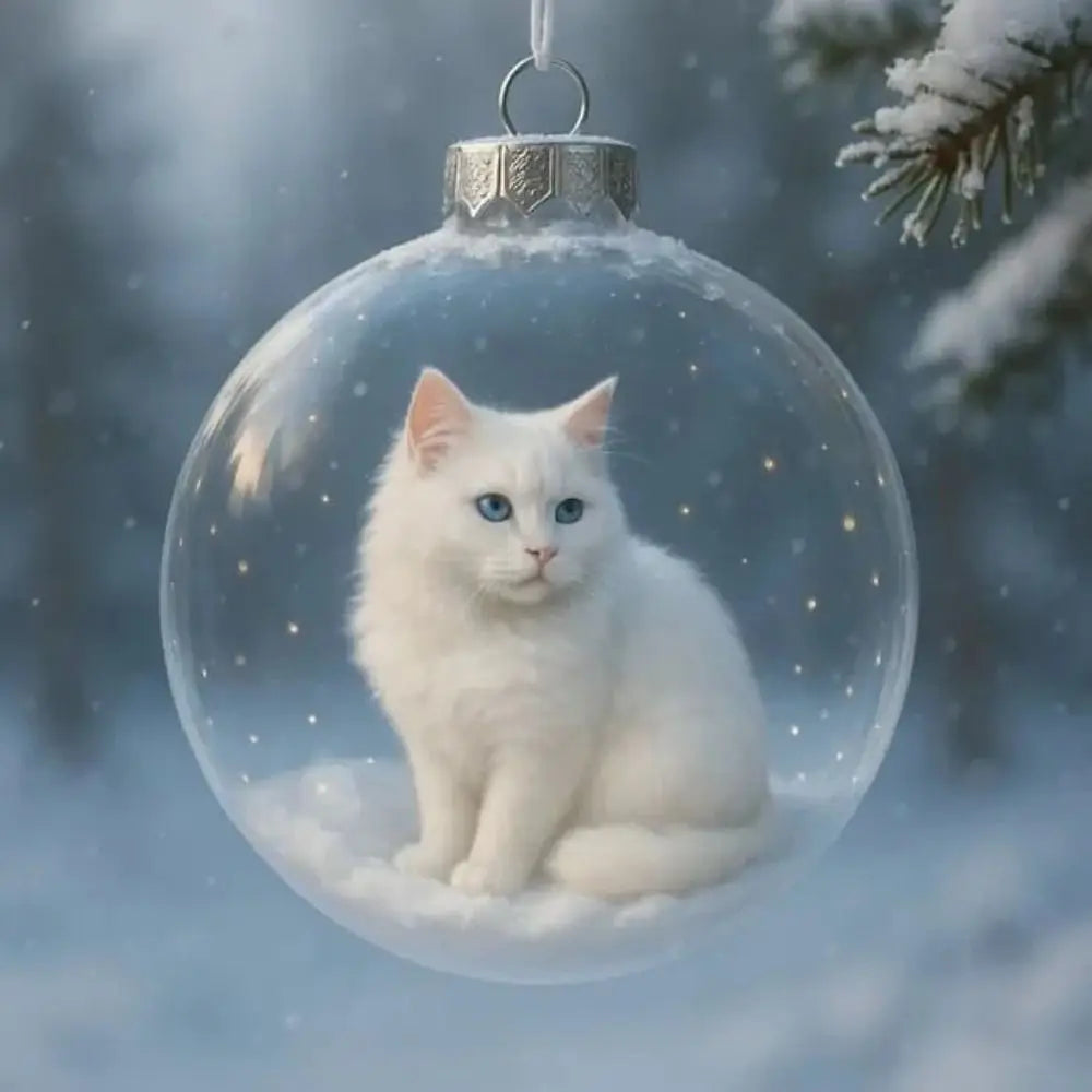 Cat Acrylic Christmas Ball Ornaments – DIY Hanging Baubles