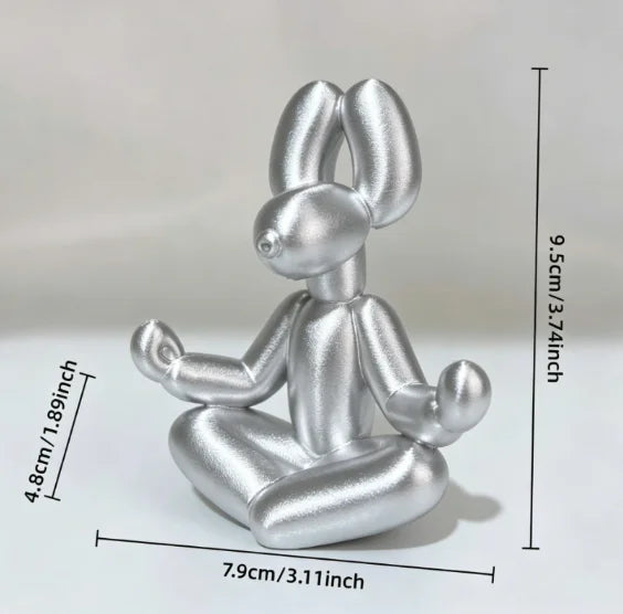 Minimalist Meditation Balloon Dog Figurines Cross Legged Zen BalloonAnimal Sculpture Dogs Tabletop Ornaments Yoga Spa Room Decor Oasis Select Balloon silver 9.5x7.8x4.8cm