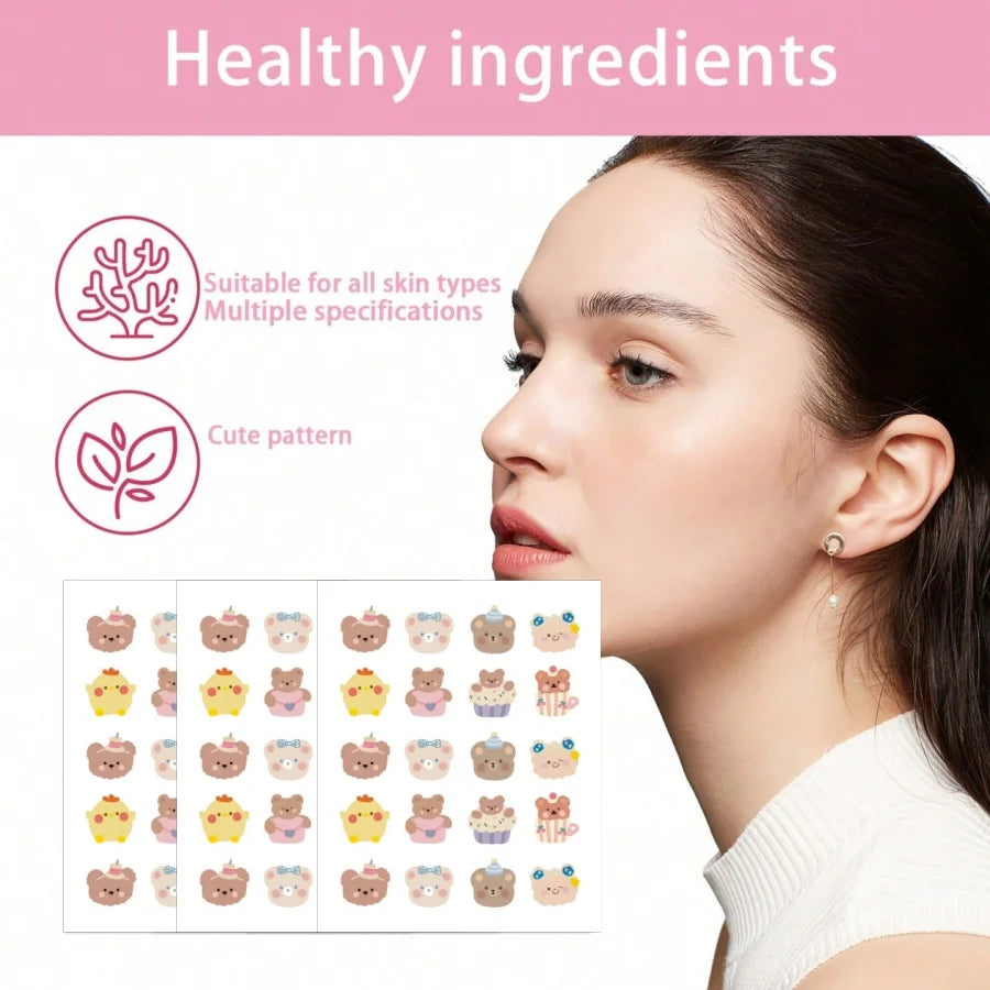 80/120/200 Hydrogel Tea Tree Essential Oil Anti acne Patch, effective for acne, cute bear design Oasis Select