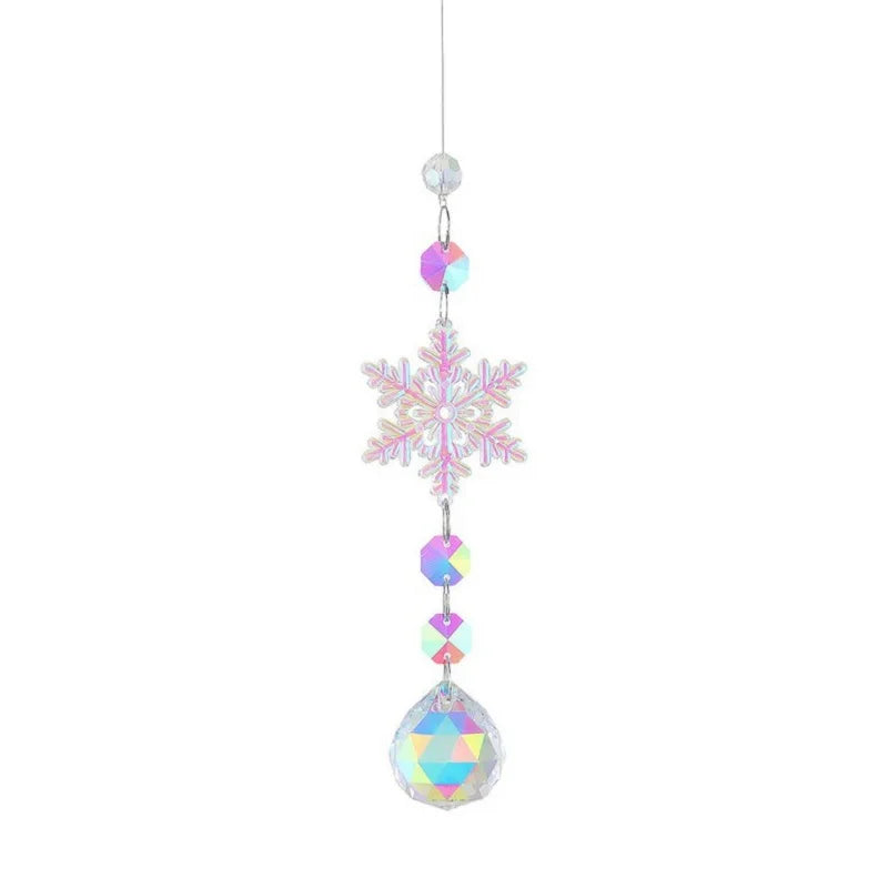 Creative Christmas Colorful Snowflake Pendant Acrylic Glass Rainbow Light Shadow Window Christmas Tree Decoration Oasis Select A