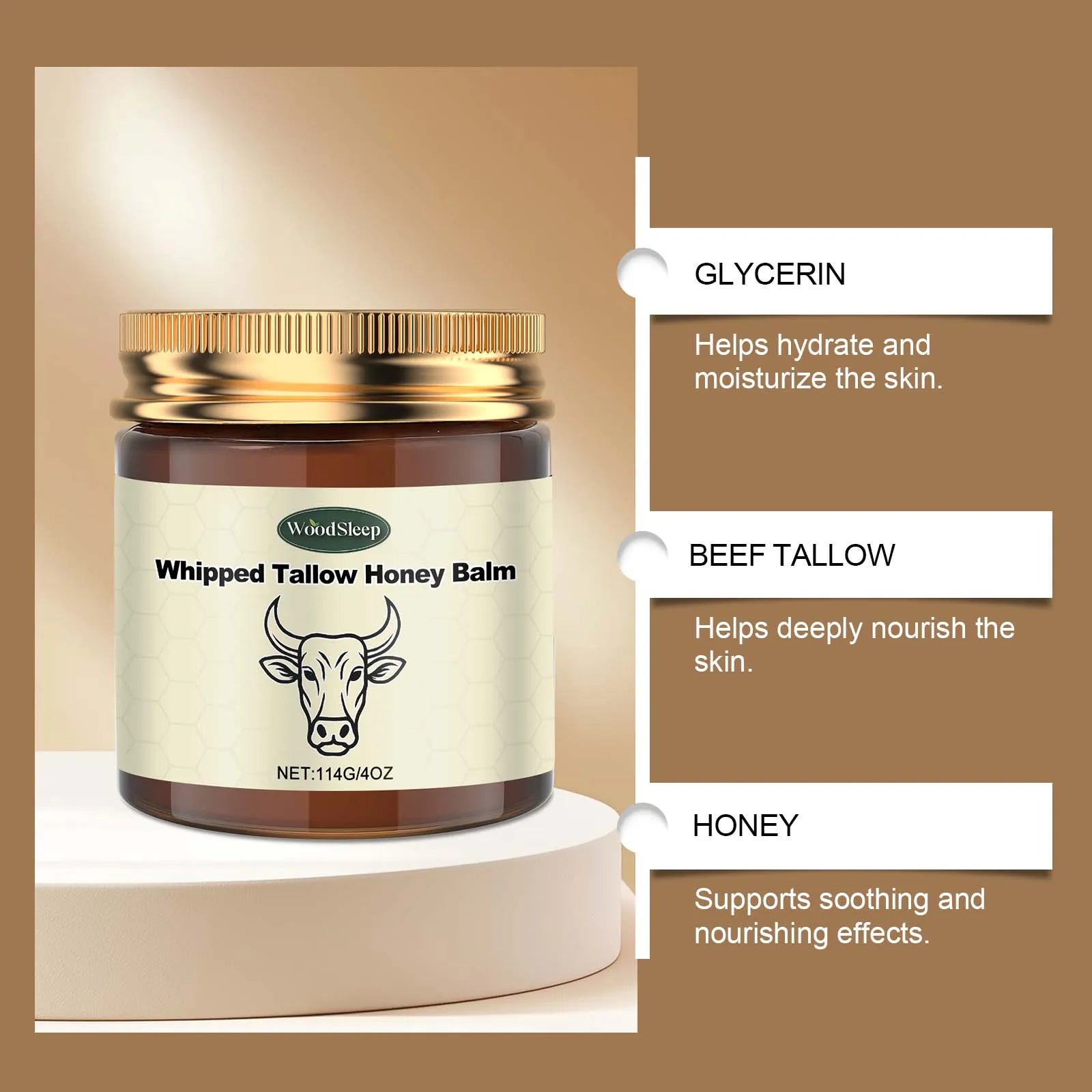 Tallow Honey Balm Nourishing Firming Repairing Dry Skin Moisturizing Non-Greasy Body Cream Lightweight Smooth & Silky Skin Care Oasis Select