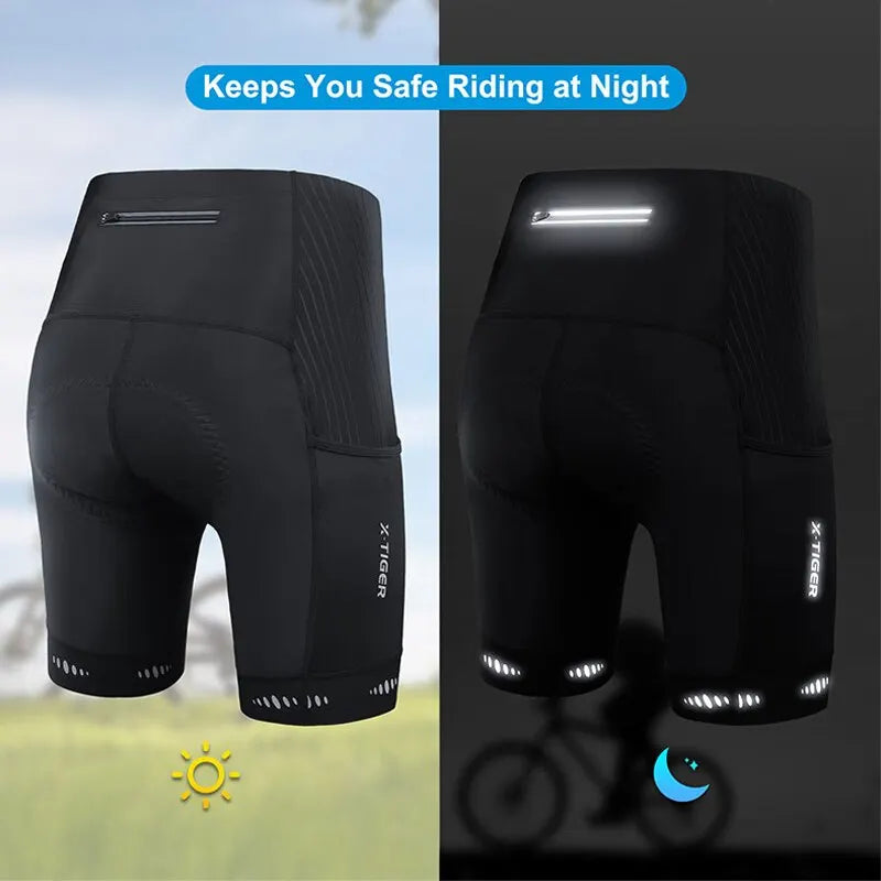 X-TIGER Men Cycling Shorts with Back Pocket 5D Gel Padded Bike Shorts for Men Mountain Road Biking Riding Half Pants Tights Oasis Select