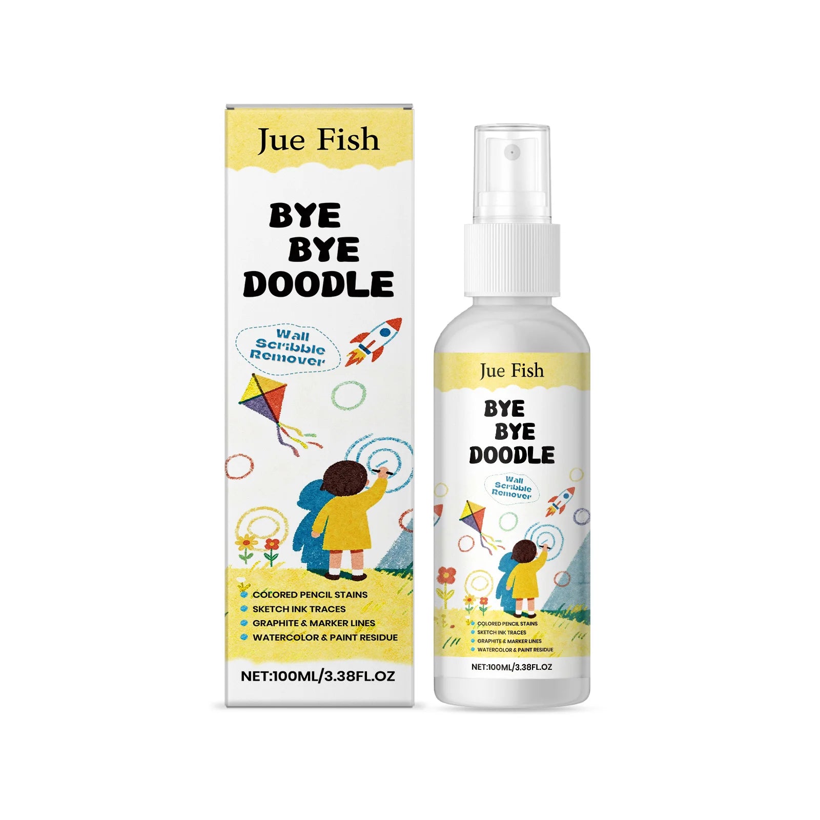Doodle Remover Cleanser Wall Graffiti Cleaner Wall Colored Pencil Stains Remove Wall Spots Household Wall Cleaning Spray Oasis Select 100ml boxed