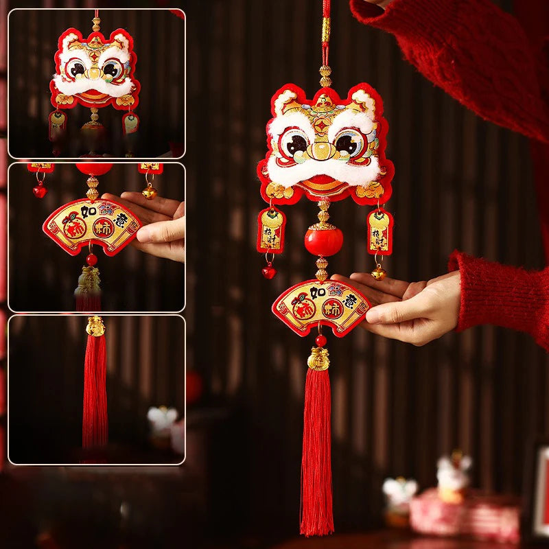 Chinese New Year Tassel Exquisite Lion Dance Pendant Spring Festival Hanging Traditional New Year Decoration For New Year Gifts Oasis Select D