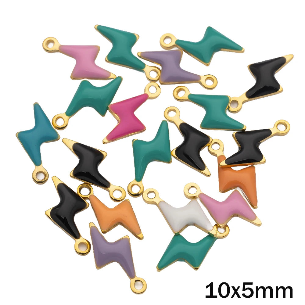20pcs Gold Stainless Steel Moon Heart Star Fish Charms Enamel Pendant for Jewelry Making Findings DIY Necklace Bracelet Bulk Oasis Select E Lightning