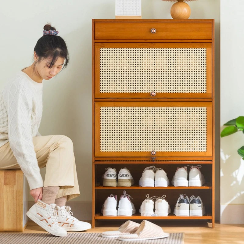 rack household economical indoor simple door storage artifact large capacity multi-layer with cabinet door dust shoe cabinet Oasis Select