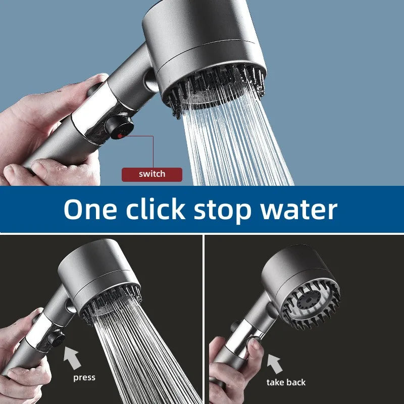 High-pressure Shower Head 3-mode Adjustable Spray with Massage Brush Filter Rain Shower Faucet Bathroom Accessories Oasis Select