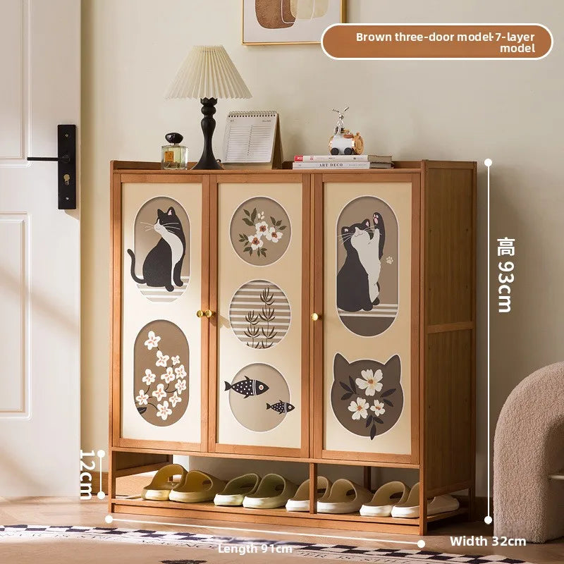 Shoe cabinet household entrance home storage cabinet integrated against the wall entrance shoe rack multi-layer simple storage Oasis Select Sanmen 7