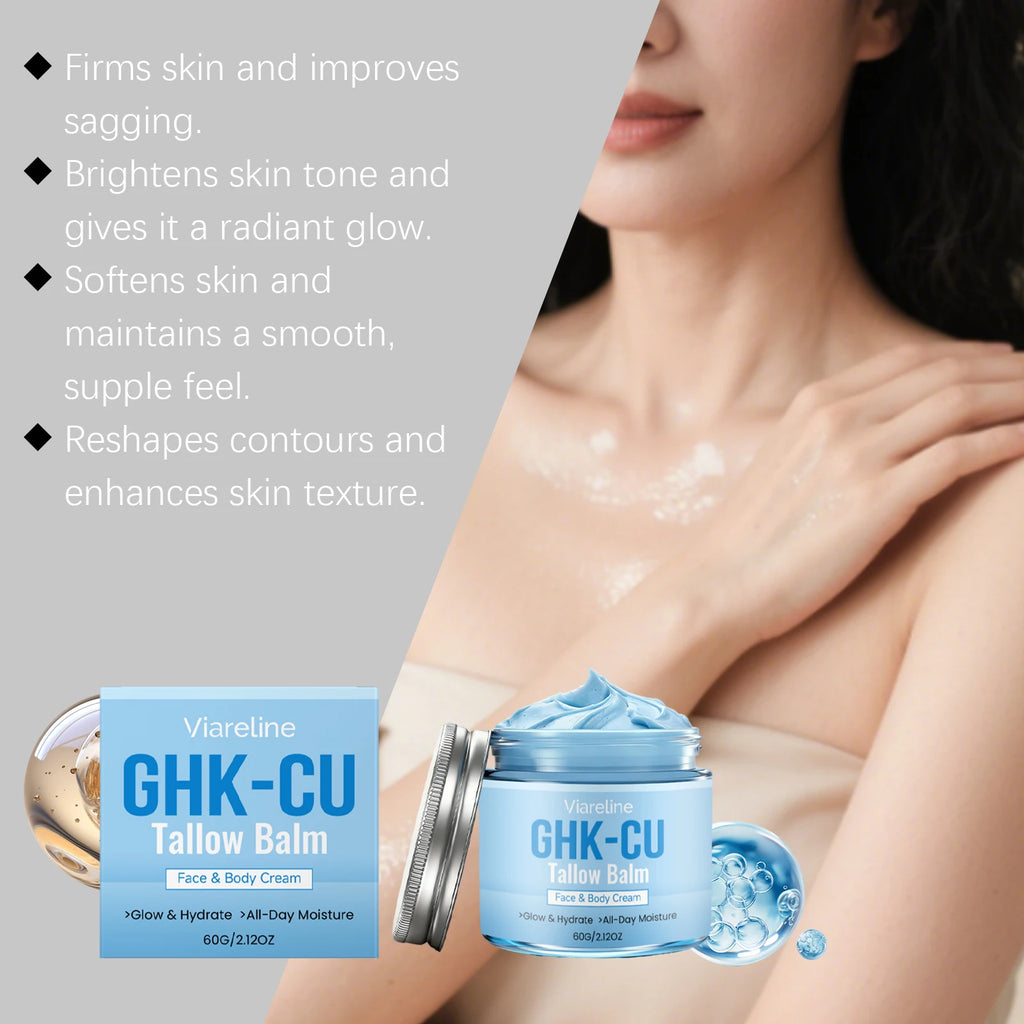 VIARELINE GHK-CU Beef Tallow Balm – Hydration & Skin Repair Moisturizing Balm Cream Oasis Select