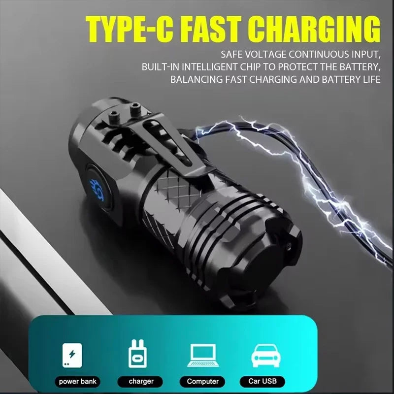 Rechargeable Zoom Fishing Lantern Super Bright MINI LED Flashlight USB Torch Powerful 3 Lighting Mode Outdoors Camping Lamp Oasis Select