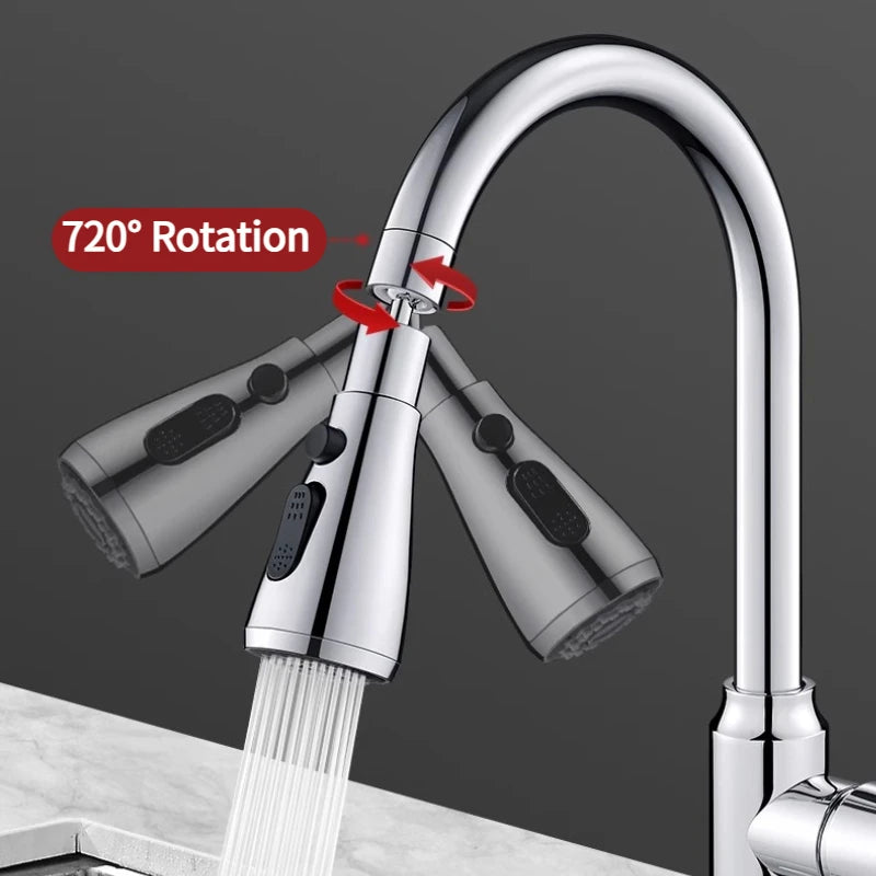 2 In 1 Kitchen Faucet Extender Universal 720° Rotate Pull Out Kitchen Tap Multi-mode Strong Flushing Booster Kitchen Accessories Oasis Select