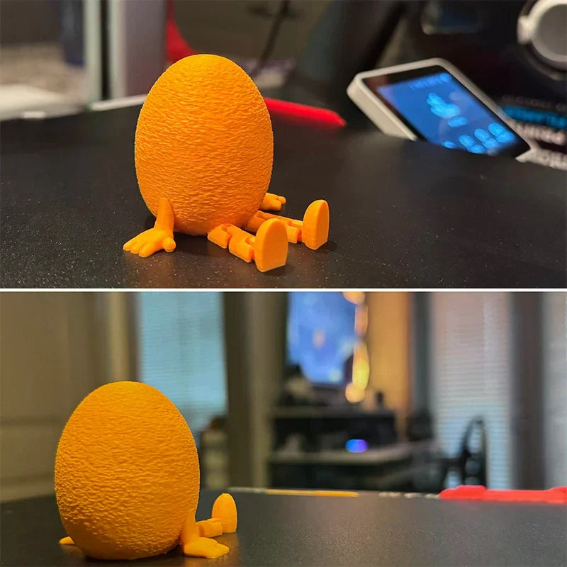 Articulated Bunny Egg Figurine Easter Decoration Movable Leg Joint Egg Statue Home Office Desktop Ornament And Gift Oasis Select