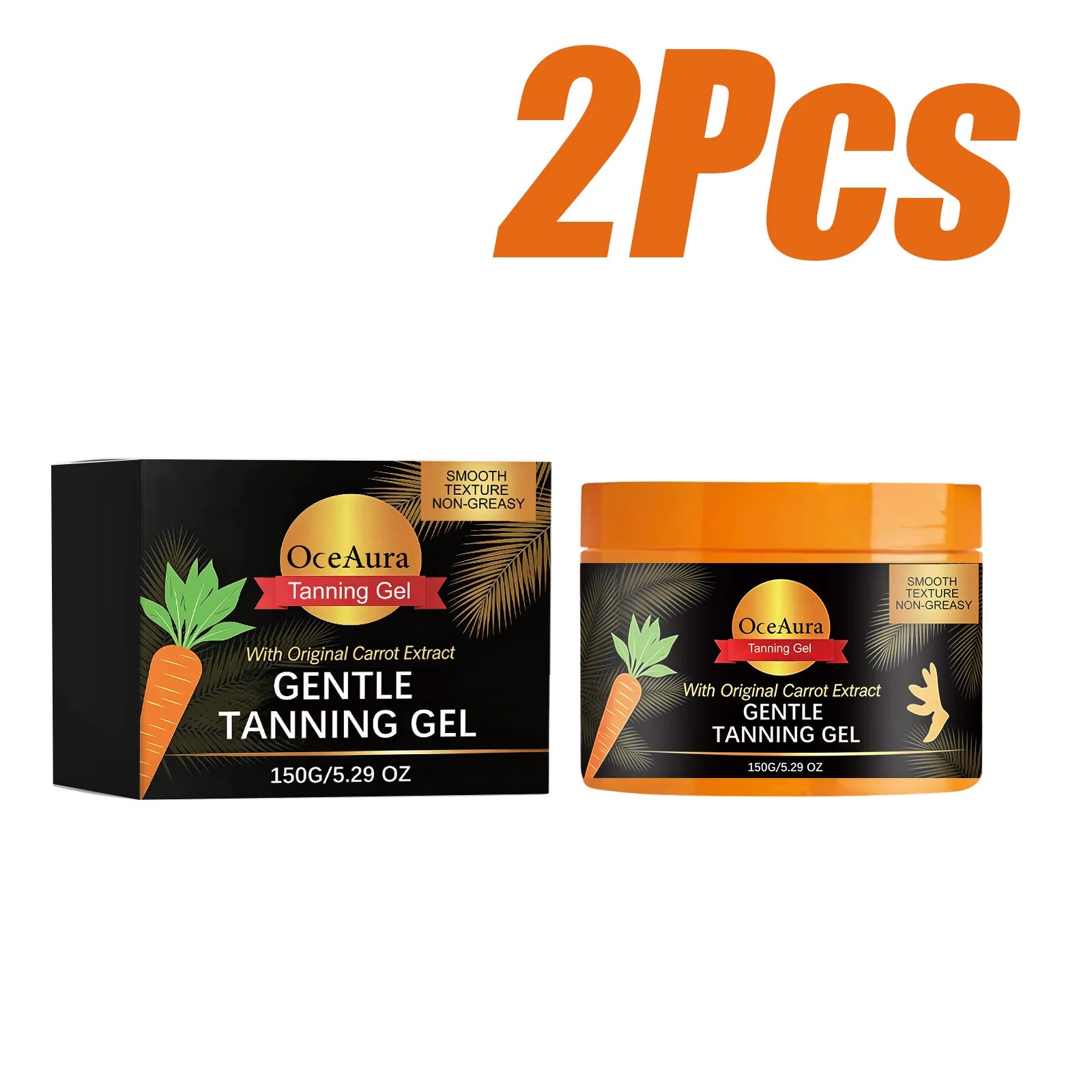 Carroten Gentle Tanning Gel Natural-Looking Sunless Tanner for Body Streak-Free Gradual Tan Hydrating Body Bronzer Non-Greasy Oasis Select 2 x 150g Boxed