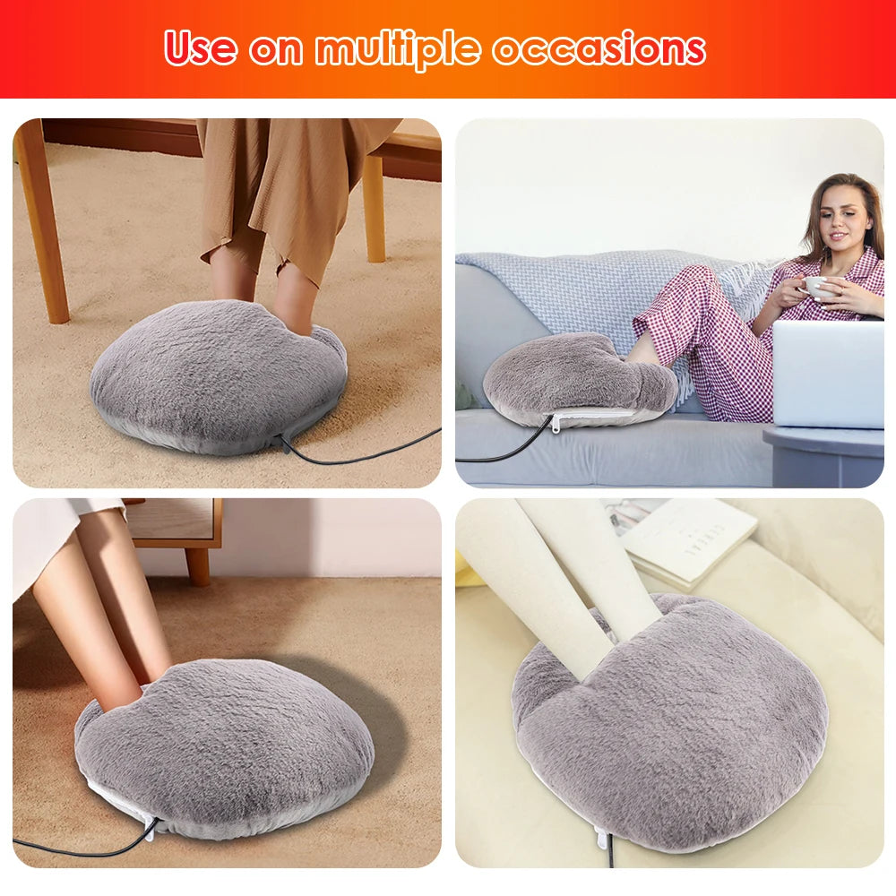 USB Electric Foot Warmer Pad – Plush Heated Mat for Home & Desk