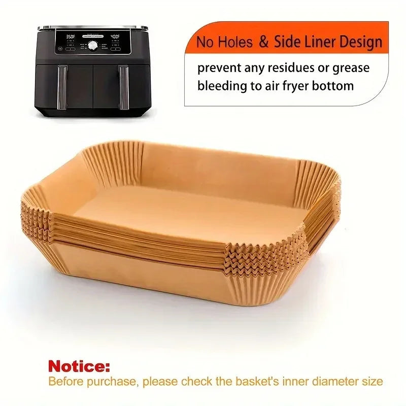 50/100pcs Disposable Air Fryer Paper Non-Stick Kitchen Baking Airfryer Mat Oilproof Micro-wave Barbecue Pad Baking Paper Oasis Select