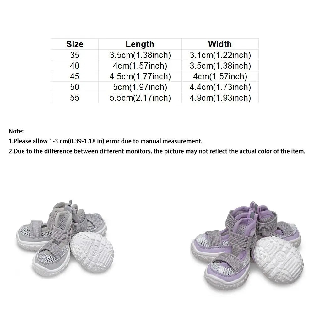 4PCS/SET Breathable Anti Slip Dog Shoes Adjustable Comfortable Pet Sandals Wear-resistant Dog Mesh Shoes Hot Pavement Oasis Select