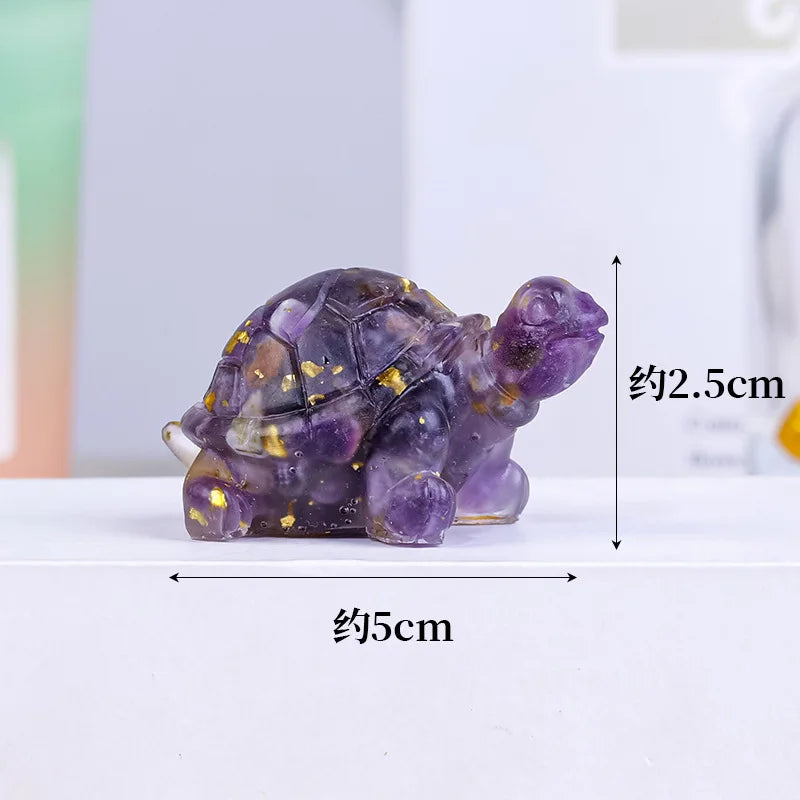 Turtle Natural Crushed Stone Decorative Ornament Crystal Raw Stone Animal Resin Drip Glue Craft Creative Jewelry Accessories Oasis Select