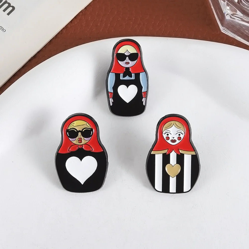 Russian Cultural Costume Collected Enamel Pin Classic Russian Nesting Doll Metal Brooches Lapel Badge Jewelry Gift for Friends Oasis Select