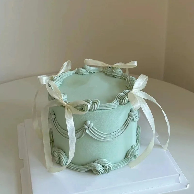 Simulation Cake Model Internet Popular Bow Birthday Fake Window Decoration Sample Photography Props Oasis Select