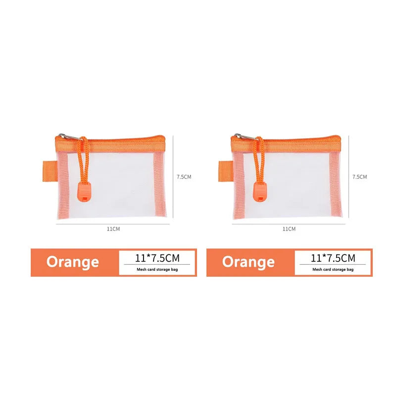 1/2pcs Storage Bags Mesh Cosmetic Bag Wallet Nylon Small Coin Purse Mini Zipper Pouch Mesh Storage Bags ID Credit Card Holder Oasis Select 2pcs Orange