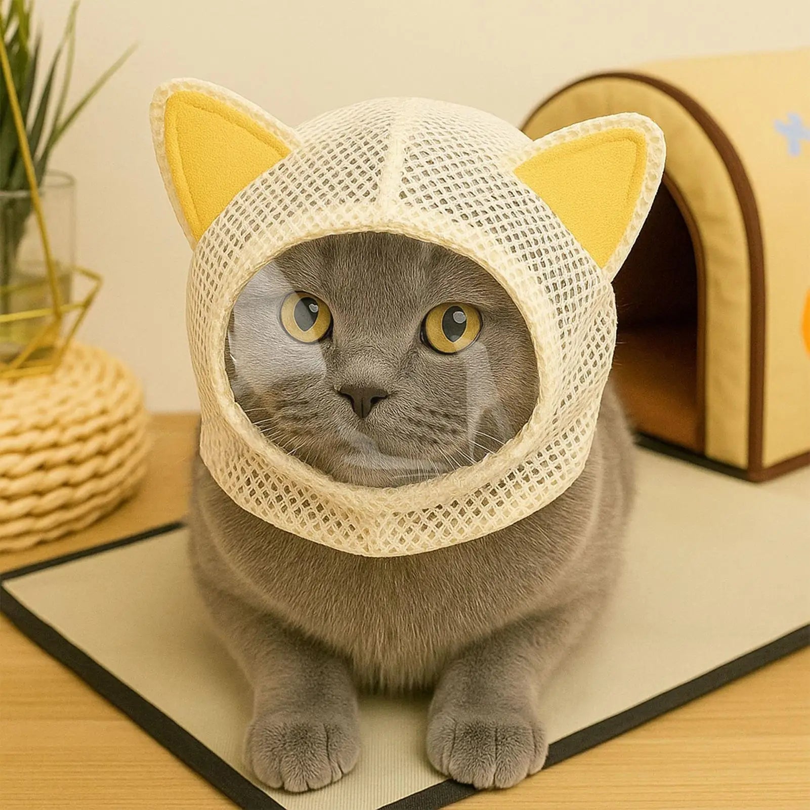 Cat Muzzle Breathable Net Cat Mask Post Operation Pet Head Cover Anti Licking Prevent Biting Accidental Ingestion Pet Head Cover Oasis Select