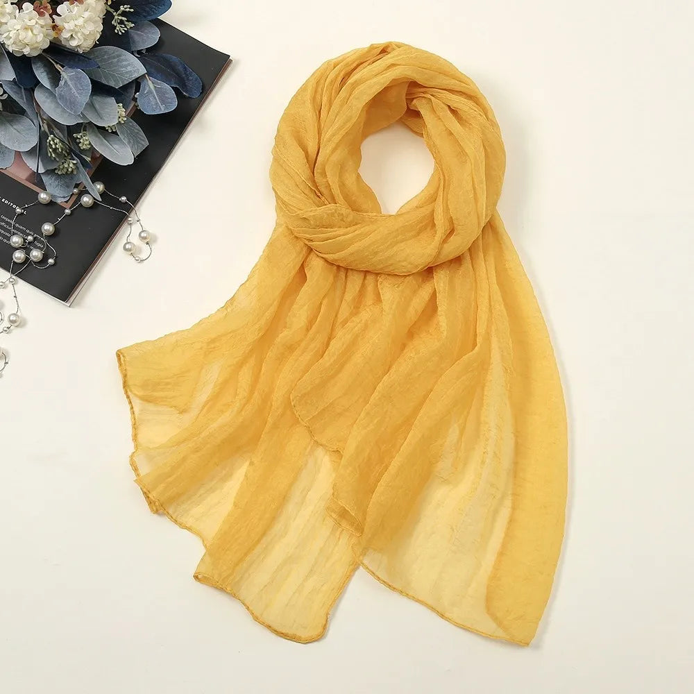 Elegant Solid Color Chiffon Scarf Thin Protection Sunscreen Shawl Soft Long Female Wrap Shawls Summer Oasis Select