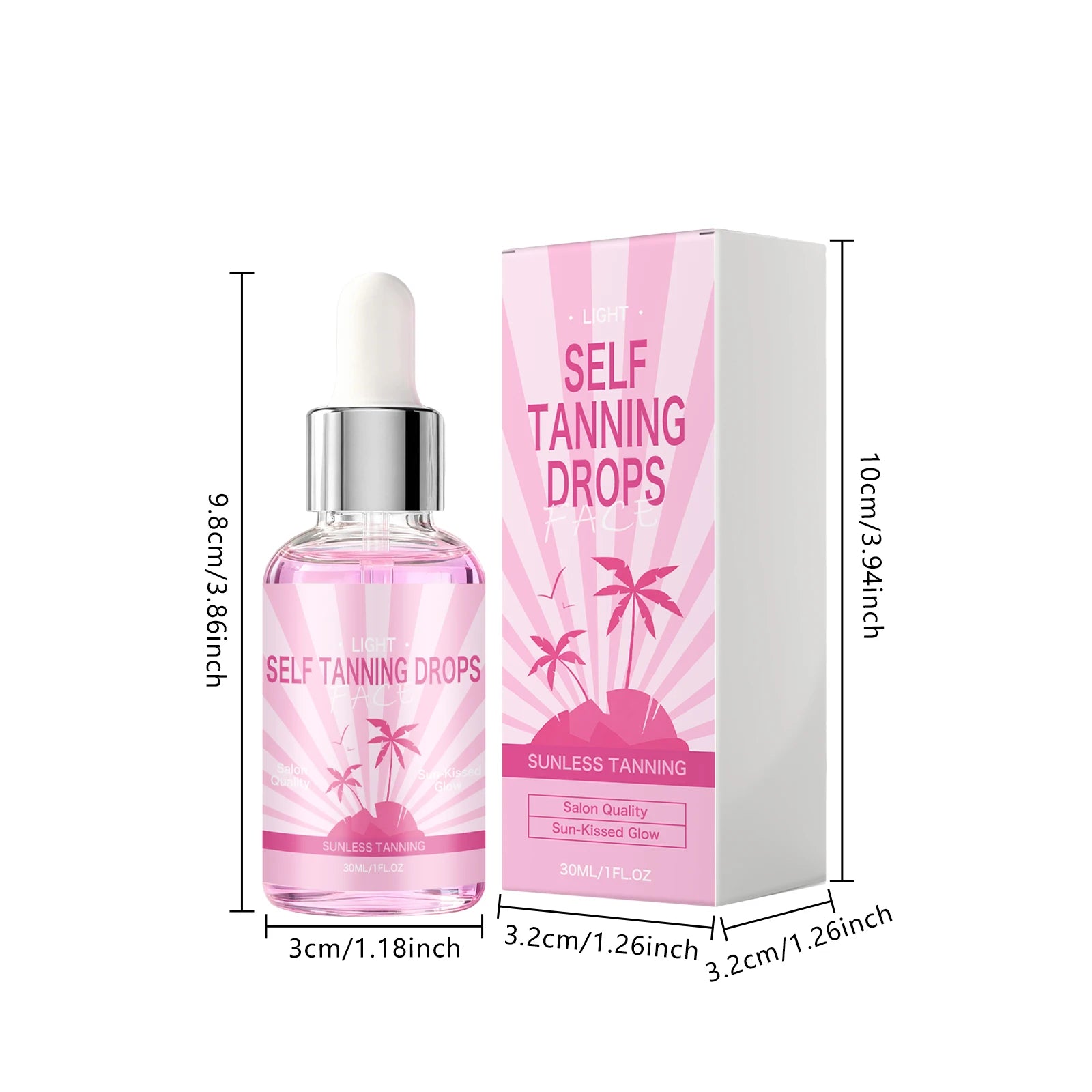 Self Tanning Drops Sunless Tanner Serum Face Body Natural Bronze Tone Even Skin Tone Moisturizing Glowing Hydrating Bronzing Oasis Select 30ml Boxed