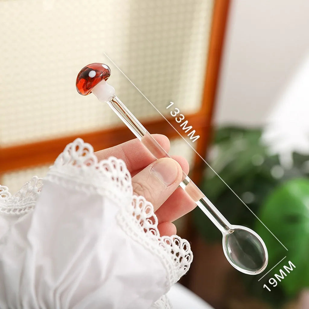3D Mushroom Glass Spoon | Heat-Resistant Borosilicate Teaspoon