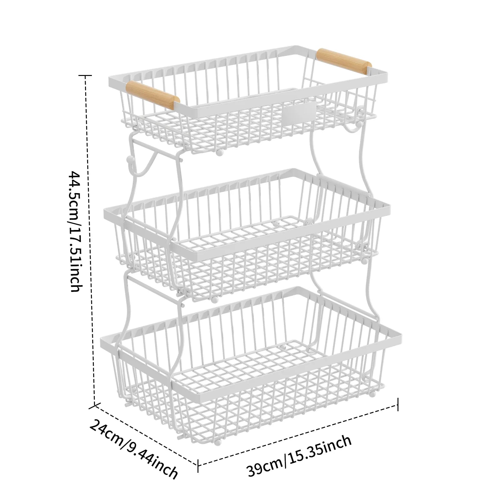 Fruit basket restaurant snack storage fruit basket wrought iron kitchen countertop removable fruit and vegetable storage basket Oasis Select White three layers