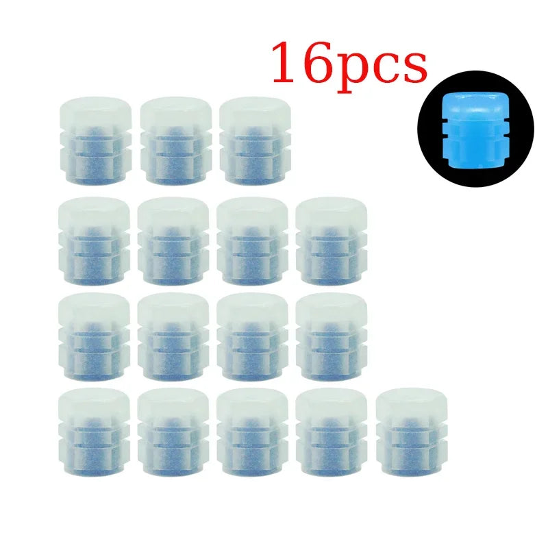 4 8 16 Universal Luminous Bicycle Tire Valve Caps Night Glowing Decor