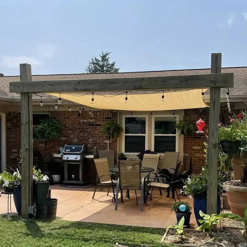 Beige Sun Shade Sail UV-Blocking Perforated PE Mesh 2x2m