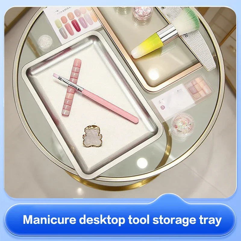 Stainless Steel Cosmetic Storage Tray Jewelry Tray Plate Doctor Surgical Tray Desktop Storage Tool Metal Fack Nail Art Tray Oasis Select