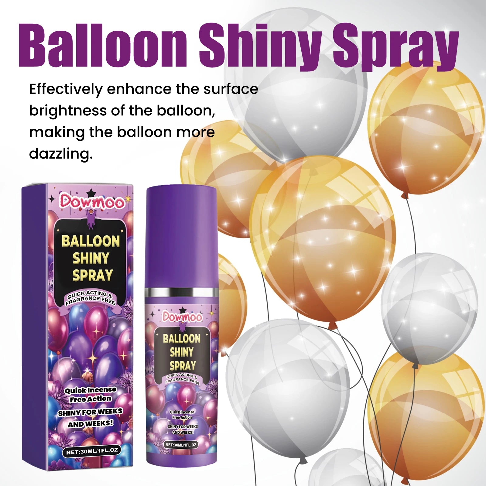 Balloon Shine Spray Gloss Enhancer Anti Oxidation Long Lasting Brightening Latex Balloon Party Decoration Quick Effect Oasis Select