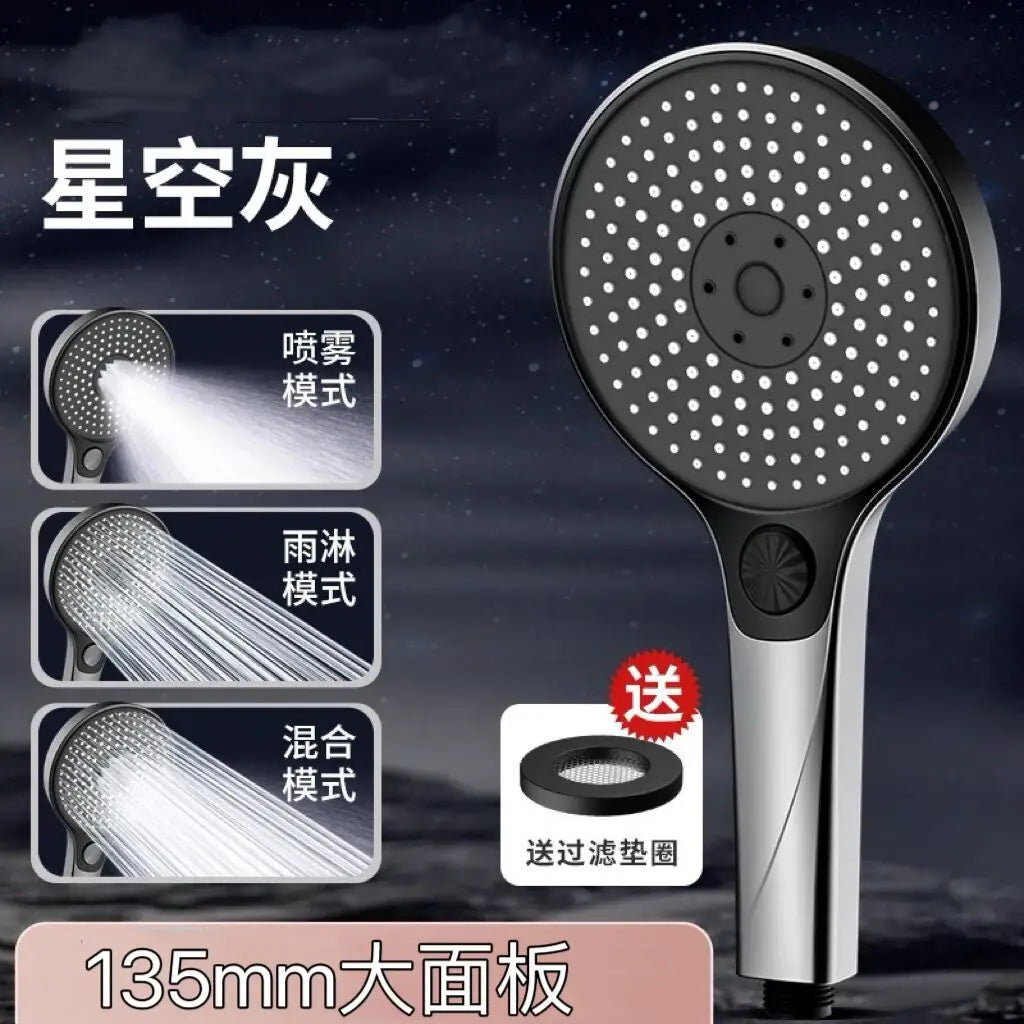 New 135mm Big Panel Shower 3 Modes Adjustable Water Saving Shower High Pressure Showerhead With Filter Bathroom Massage Shower Oasis Select Grey Shower B