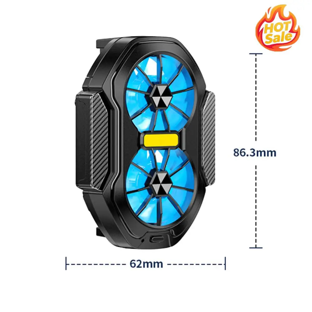 Dual Fan Mobile Phone Cooler Plug-in/Rechargeable Portable Game Heat Sink Type-C with Blue Light for Android Smartphones iPhone Oasis Select