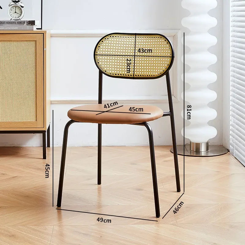 Household rattan dining chair B & B Hotel Cafe Rattan chair Internet celebrity back chair Milk tea shop Leisure rattan chair Oasis Select Mihuangteng-D
